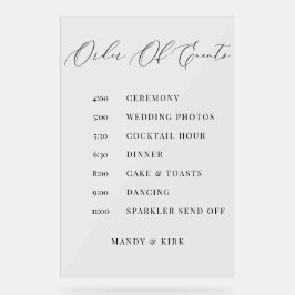 Order of Events Wedding Sign Minimalist Timeline  Acrylschild