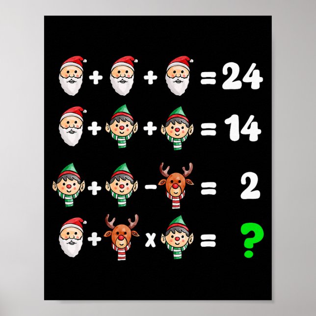 Order Of Operations Quiz Christmas Math Teacher Xm Poster (Vorne)