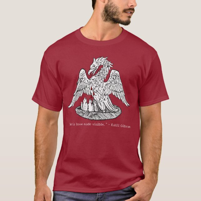 Order of the Pelican with Red Drops Woodcut T-Shirt (Vorderseite)