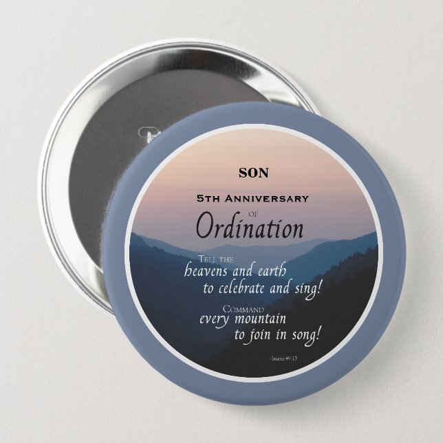 Ordination für das 5. Jubiläum Button (Vorne & Hinten)