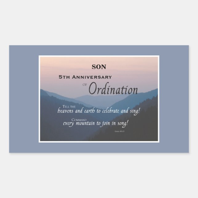 Ordination für das 5. Jubiläum Rechteckiger Aufkleber (Vorderseite)