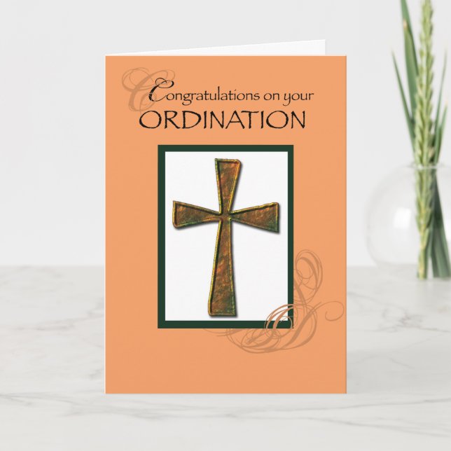 Ordination Glückwunsch Metallic Cross Karte (Vorderseite)