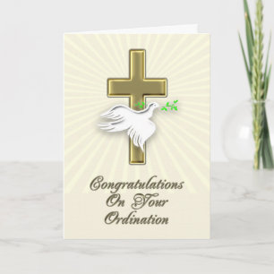 Ordination Glückwunsch mit einem goldenen Kreuz Karte