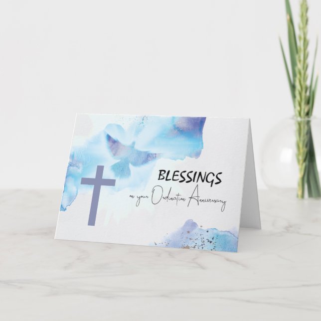 Ordination Jubiläumssegnung Lila Kreuz Karte (Vorderseite)