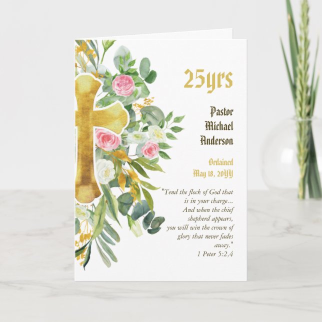ORDINIERUNG JAHRESPriesterPastor Minister Karte (Vorderseite)