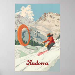 Ordino Arcalis Andorra Skigebiet Reiseplakat Poster