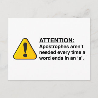 Ordnungsgemäße Apostrophe-Nutzungskarte Postkarte