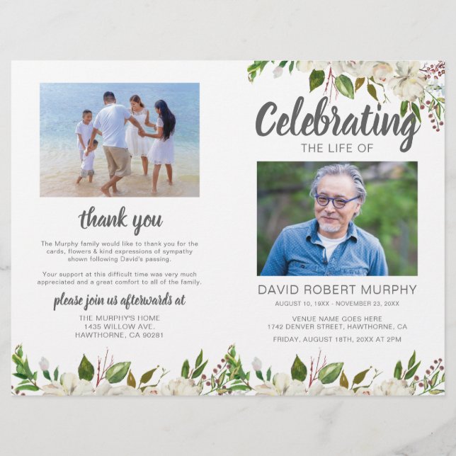 Ordnungsrahmen für das Gedenkprogramm zur Beerdigu (Vorderseite)