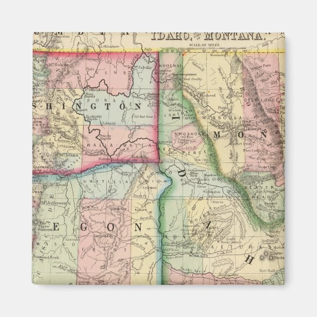 Ore, Wash, Idaho, Mont Map von Mitchell Magnet (Vorne)