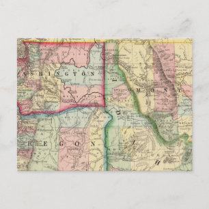 Ore, Wash, Idaho, Mont Map von Mitchell Postkarte