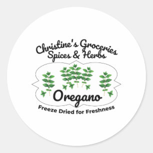 Oregano Gewürzkerbe. Runder Aufkleber