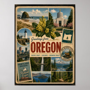 Oregon Authentischer Vintage-Stil Poster