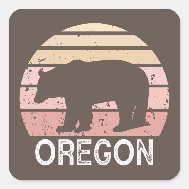 Oregon Bear Quadratischer Aufkleber (Vorderseite)