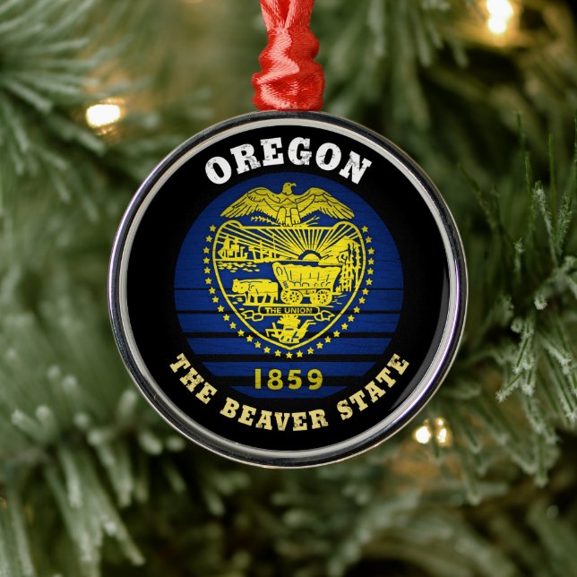 OREGON BEAVER STAAT FLAG ORNAMENT AUS METALL (Baum)