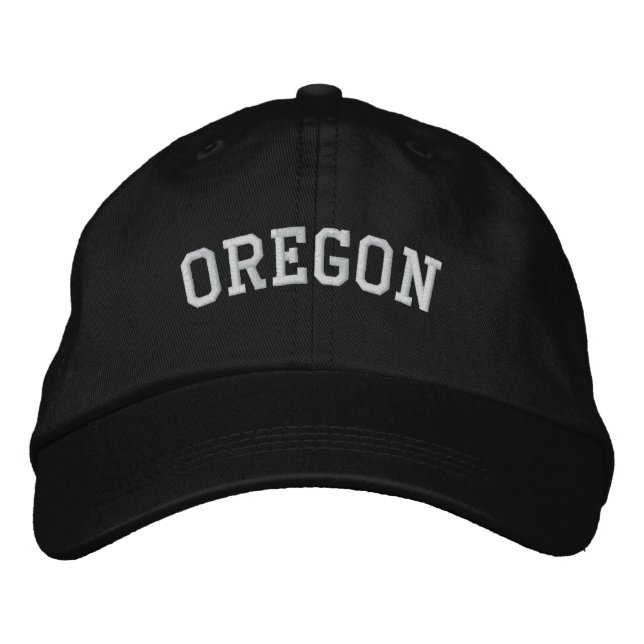 Oregon bestickte, anpassbare Cap Black Bestickte Kappe (Vorderseite)
