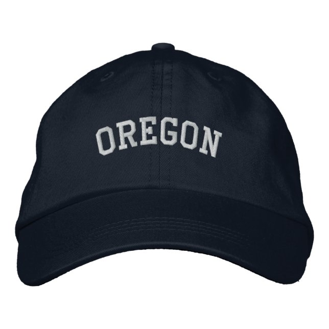 Oregon bestickte, anpassbare Cap Navy Blue Bestickte Kappe (Vorderseite)