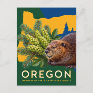 Oregon-Biber und Oregon-Weinrebe Staatssymbole Postkarte