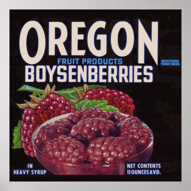 Oregon Boysenberries aus den 40er Jahren Poster (Vorne)