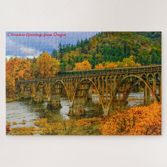 Oregon Bridge.Christmas Grüße Puzzle (Horizontal)