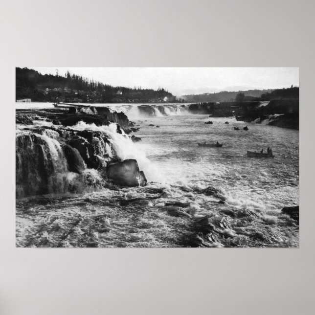 Oregon City, oder Lachs Fischen auf Willamette Poster (Vorne)