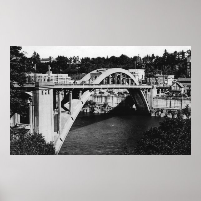Oregon City, OR-Highway Bridge über Willamette Poster (Vorne)