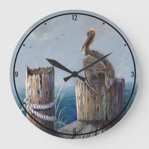 Oregon Coast Brown Pelican Coastal Seaside Ocean Große Wanduhr