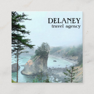 Oregon Coast Foggy Beach Nature Foto Travel Quadratische Visitenkarte