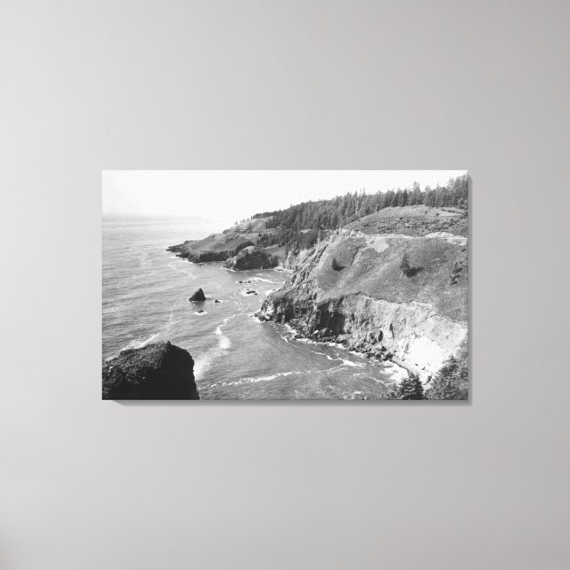 Oregon Coast North from Look Out Cape Fowlweave Leinwanddruck (Vorderseite)