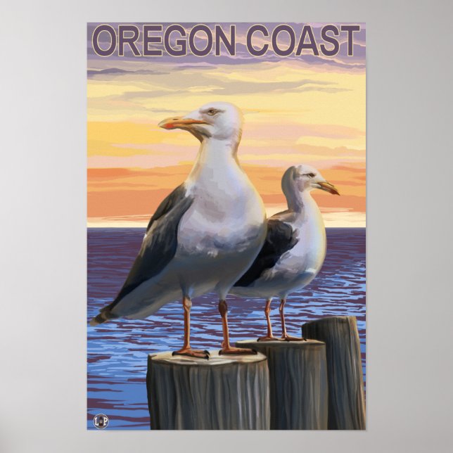 Oregon Coast Sea Gulls Poster (Vorne)