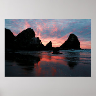 Oregon Coast Sunrise Beach Rocks Nature Foto Poster