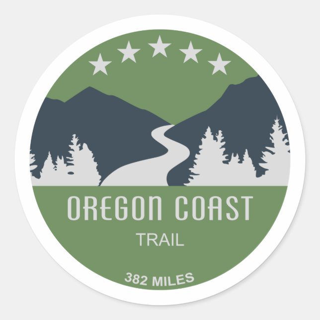 Oregon Coast Trail Runder Aufkleber (Vorderseite)
