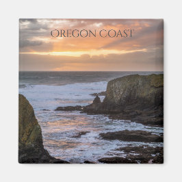 Oregon Coast Yaquina Sunset Ocean Foto Souvenir Magnet