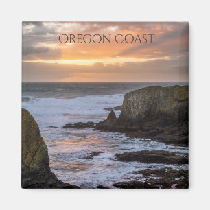 Oregon Coast Yaquina Sunset Ocean Foto Souvenir Magnet