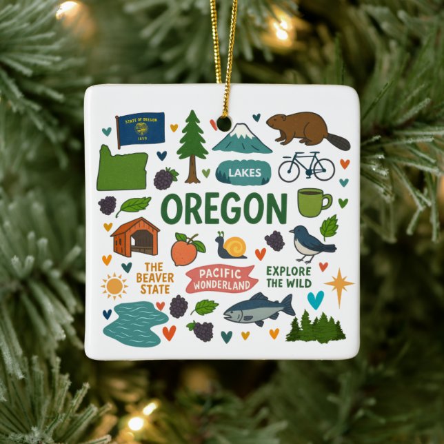 Oregon Custom Family Trip Christmas Keramikornament (Baum)
