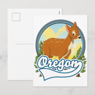 Oregon Deer Reiselogo Feiertagspostkarte