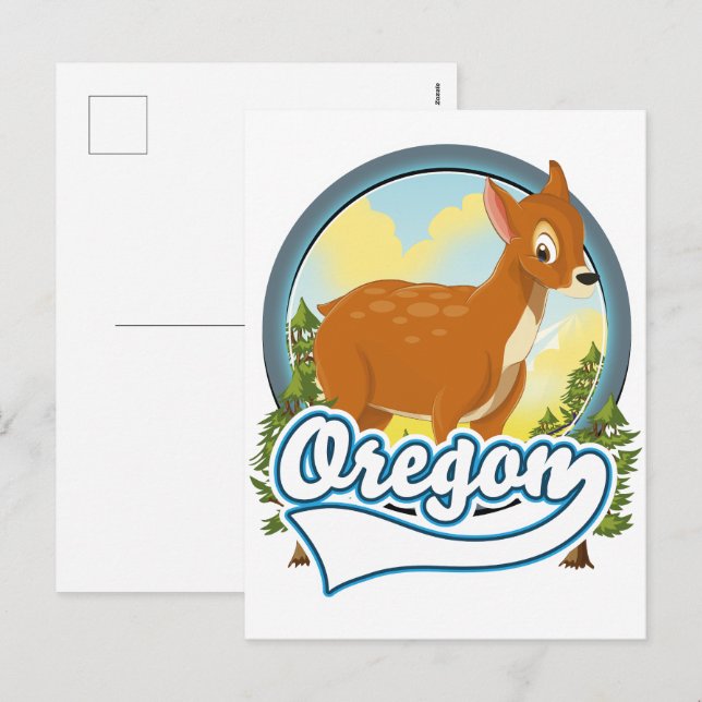 Oregon Deer Reiselogo Feiertagspostkarte (Vorne/Hinten)