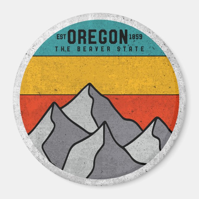 Oregon Der Biber Staat Vintager Berg Souvenir Magnet (Vorne)