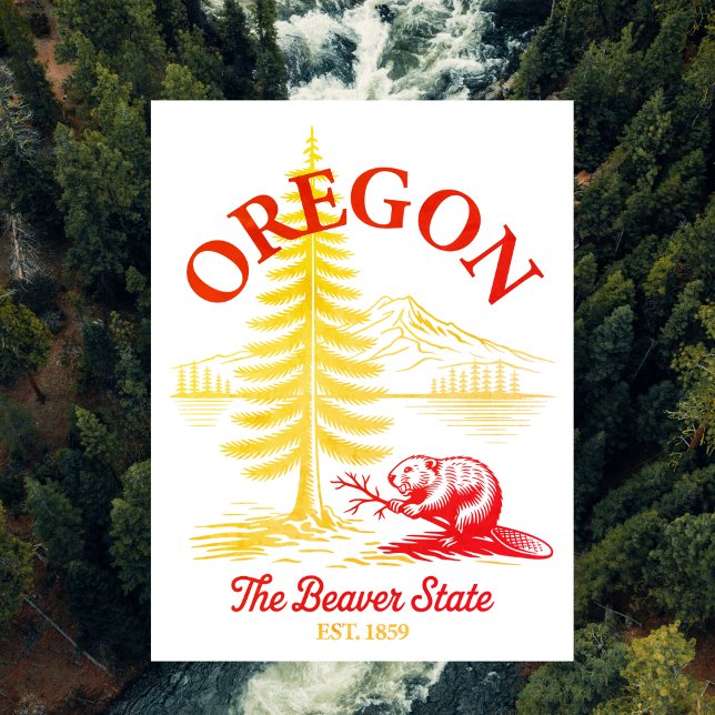 Oregon Der Biberstaat Gegr. 1859 Postkarte (Oregon The Beaver State Est. 1859 Postcard
)