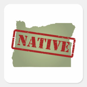 Oregon-Eingeborener mit Oregon-Karte Quadratischer Aufkleber