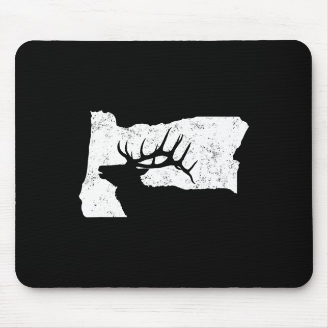 Oregon Elk Junting Shirt - Bulllek Staat Form Mousepad (Vorne)