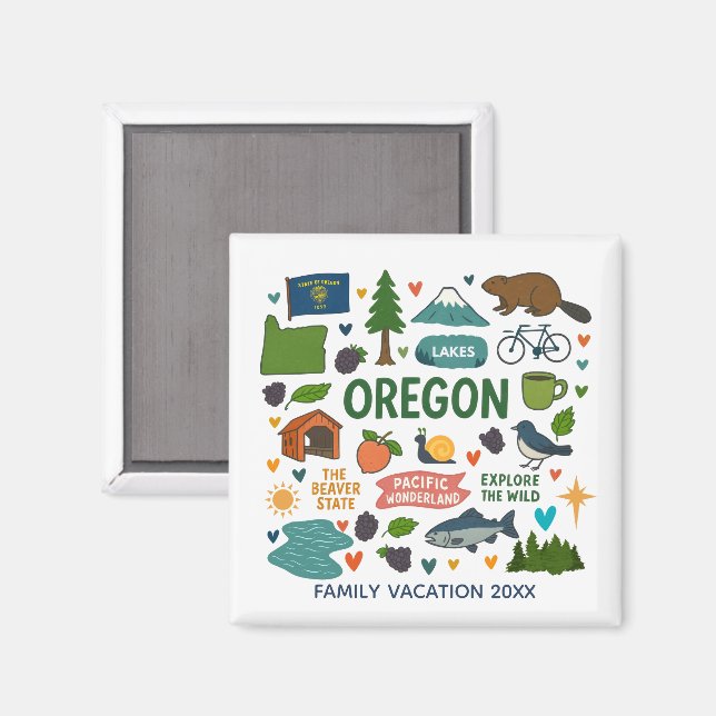 Oregon Family Trip Keepsake Custom Magnet (Vorderseite/Rückseite)
