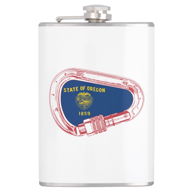 Oregon Flag Klettersteig Carabiner Flachmann (Vorderseite)
