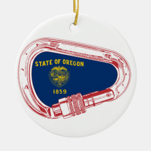 Oregon Flag Klettersteig Carabiner Keramik Ornament