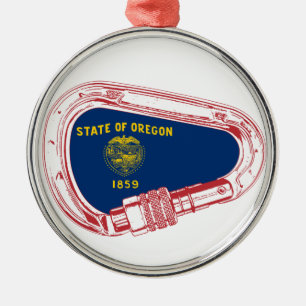 Oregon Flag Klettersteig Carabiner Silbernes Ornament