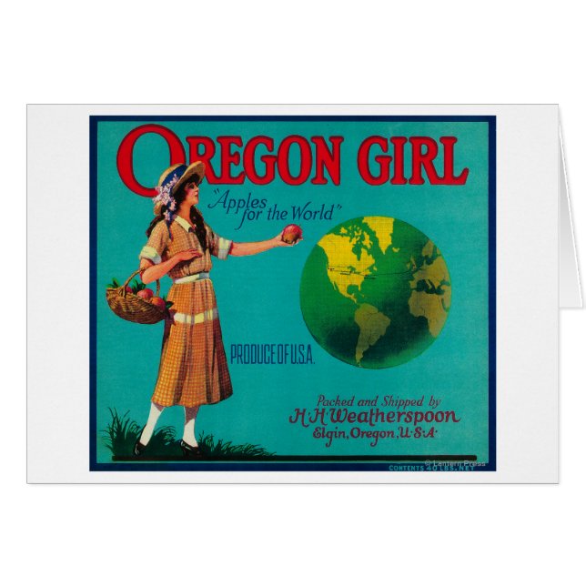 Oregon Girl Apple Crate LabelElgin, OR (Vorderseite (Horizontal))