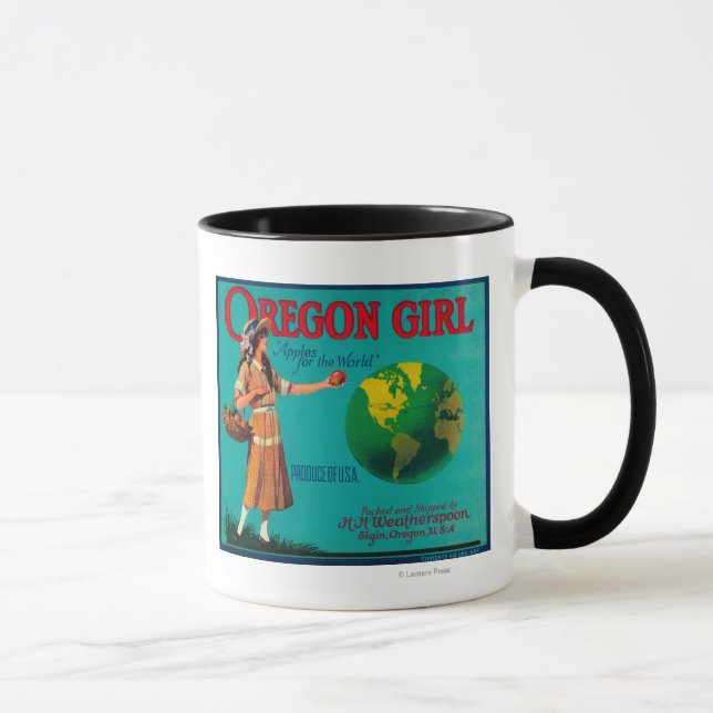 Oregon Girl Apple Crate LabelElgin, OR Tasse (Rechts)