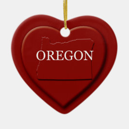 Oregon Heart Map Weihnachtsdekoration Keramikornament
