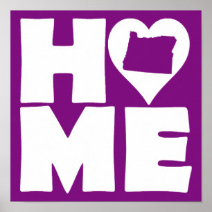 Oregon Home Heart State Poster Schild