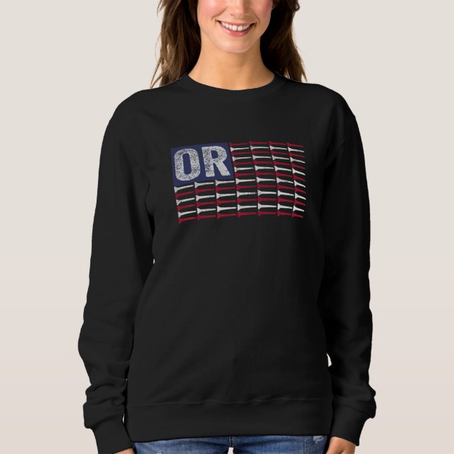 Oregon Home State OR American Flag Patriotic Golf Sweatshirt (Vorderseite)