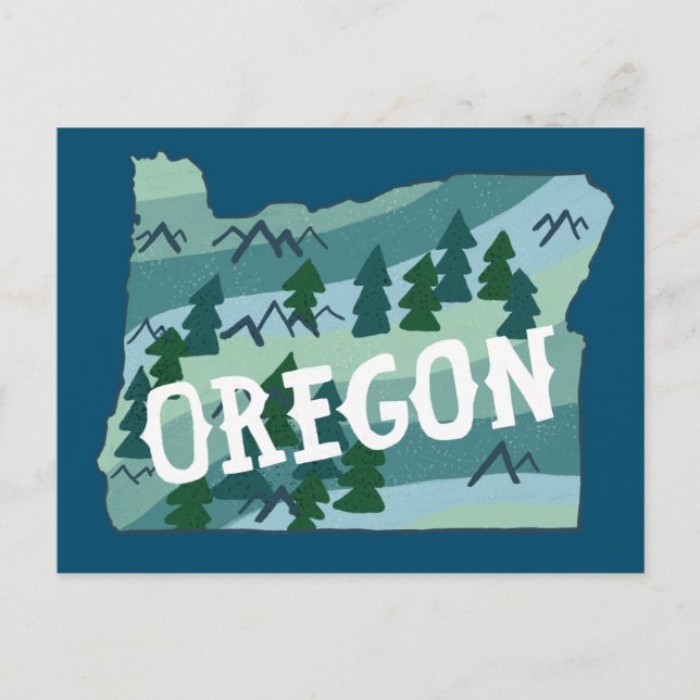 Oregon Illustriert Map Postkarte (Vorderseite)
